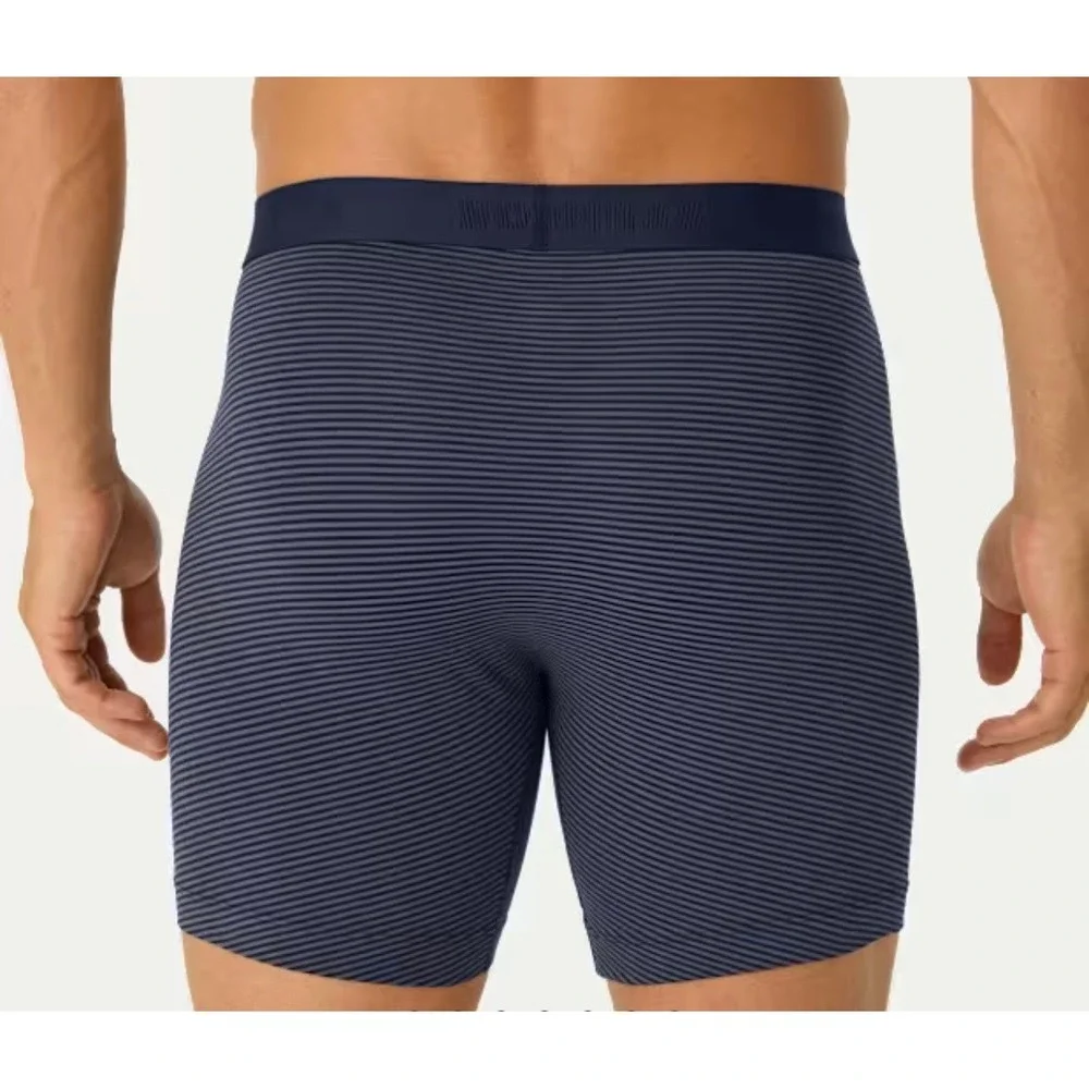 Bombas Mens Cotton Modal Blend Boxer Brief Midnight Navy Micro Stripe Small 8470